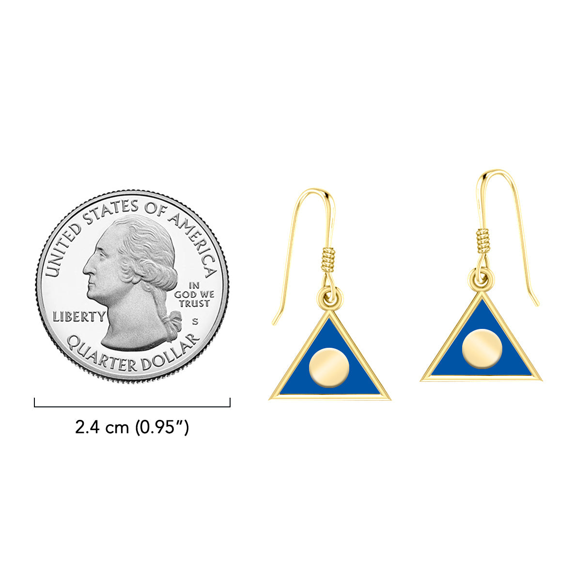 Al-Anon Solid Gold Earrings with Blue Enamel GER2228