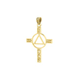 Celtic Knotwork Cross with AA Recovery Solid Gold Pendant GPD327