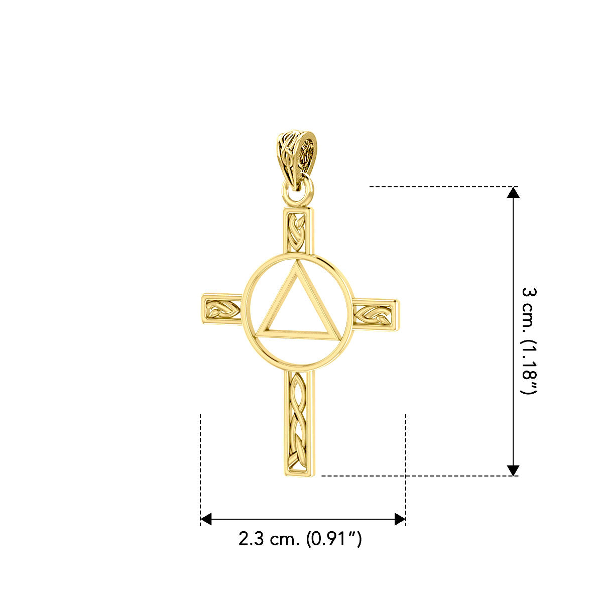 Celtic Knotwork Cross with AA Recovery Solid Gold Pendant GPD327