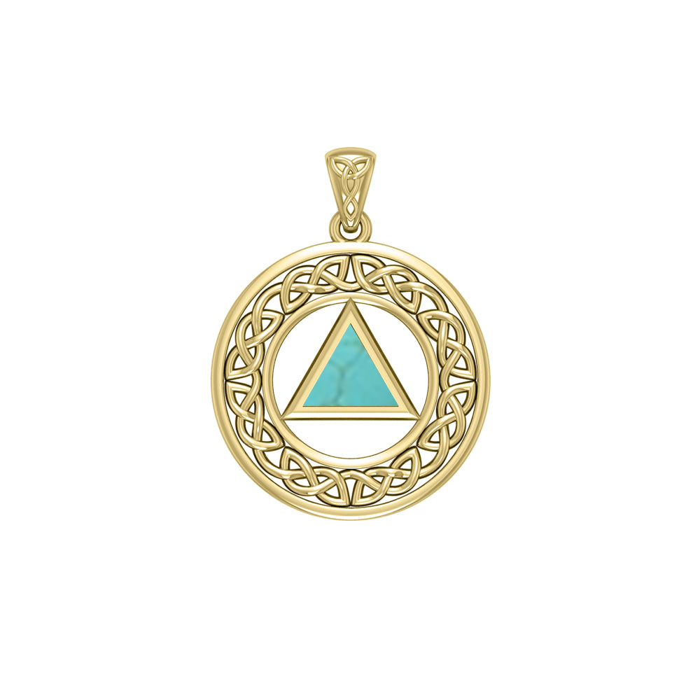 AA Recovery with Celtic Boarder 14K Yellow Gold Pendant GPD3938