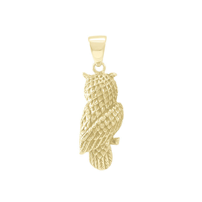 The Horned Owl 3-Dimensional Solid Gold Pendant GPD4586