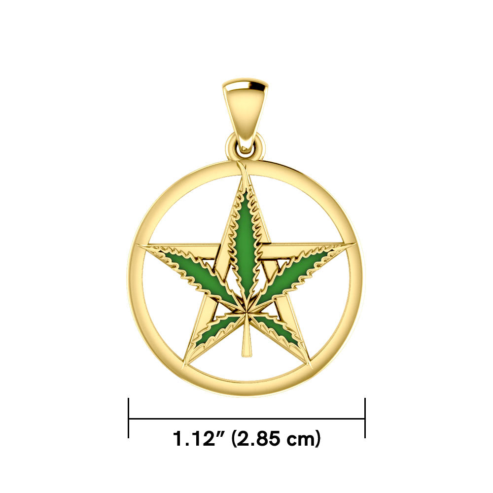 Oberon Zell Greenleaf Pentagram Solid Gold Pendant with Enamel GPD5372