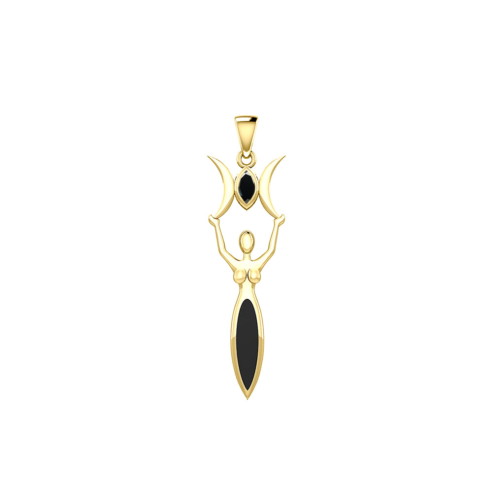 Triple Goddess with Marquise Gemstone Solid Yellow Gold Pendant GPD5659