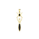 Triple Goddess with Marquise Gemstone Solid Yellow Gold Pendant GPD5659