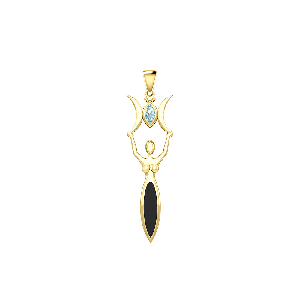 Triple Goddess with Marquise Gemstone Solid Yellow Gold Pendant GPD5659