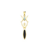 Triple Goddess with Marquise Gemstone Solid Yellow Gold Pendant GPD5659