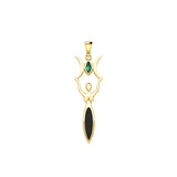 Triple Goddess with Marquise Gemstone Solid Yellow Gold Pendant GPD5659