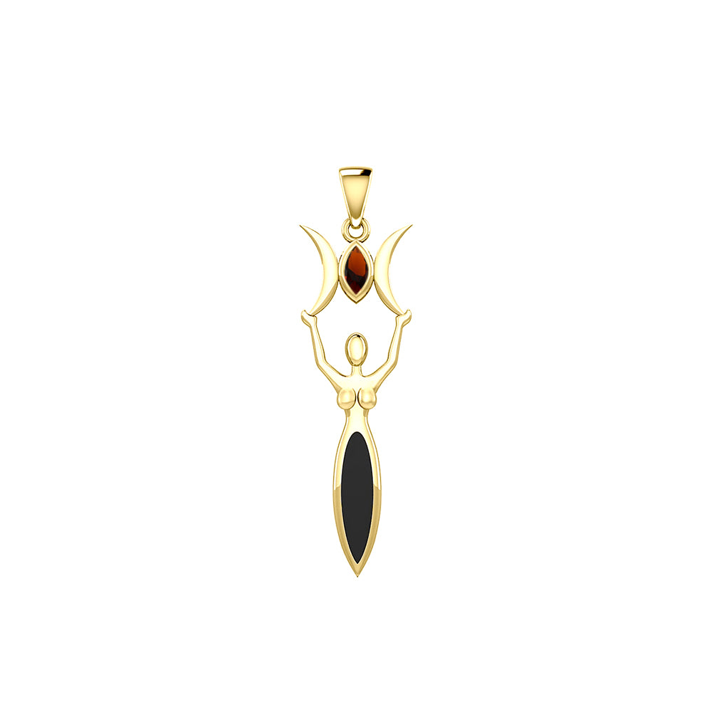 Triple Goddess with Marquise Gemstone Solid Yellow Gold Pendant GPD5659