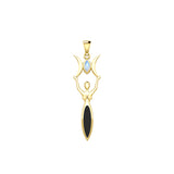 Triple Goddess with Marquise Gemstone Solid Yellow Gold Pendant GPD5659