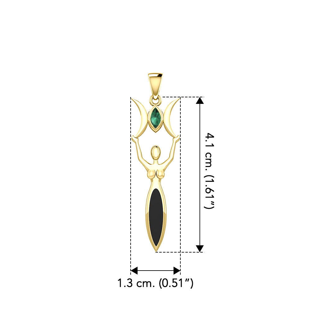 Triple Goddess with Marquise Gemstone Solid Yellow Gold Pendant GPD5659