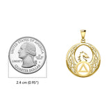 Celtic Phoenix with AA Recovery Symbol Solid Gold Pendant GPD6431