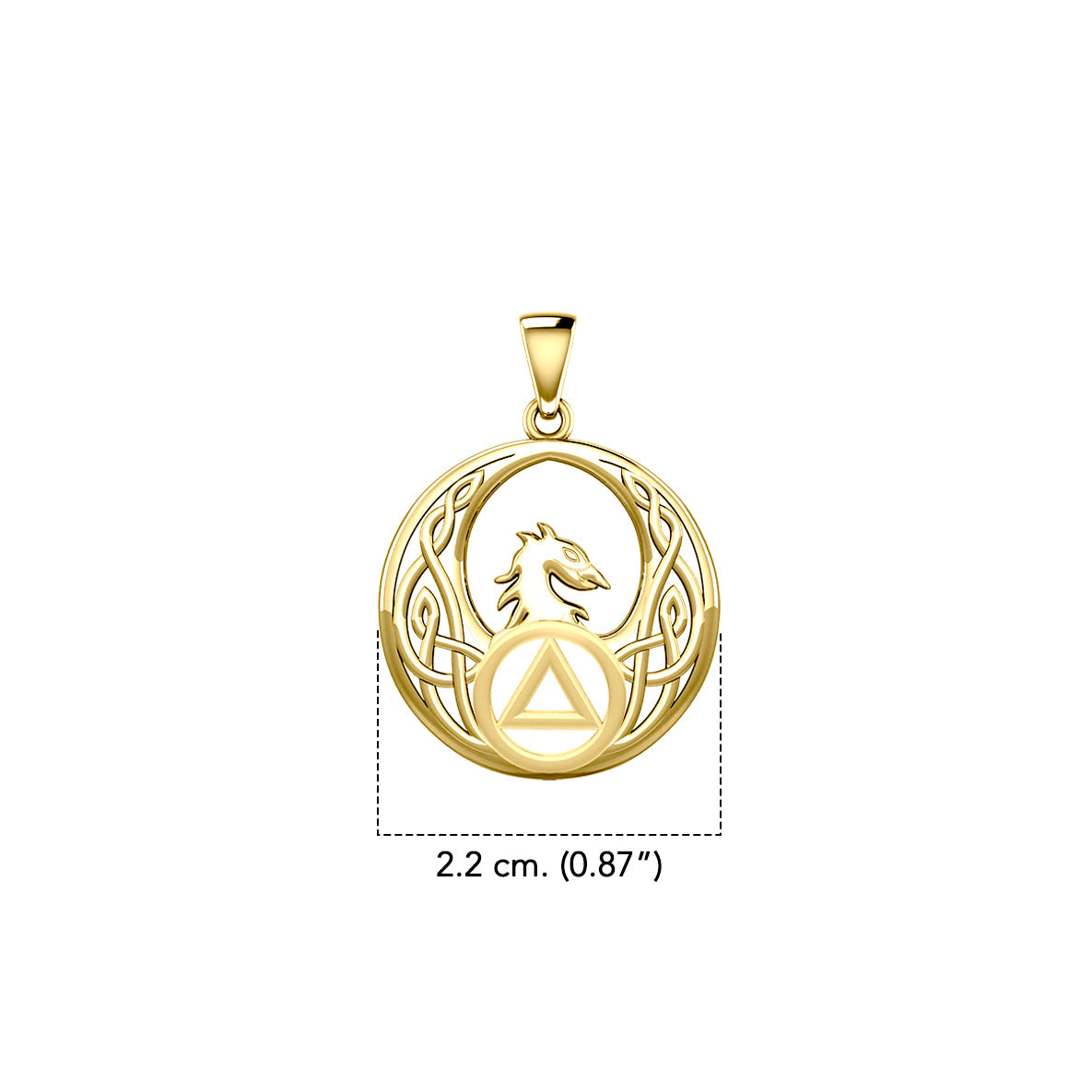 Celtic Phoenix with AA Recovery Symbol Solid Gold Pendant GPD6431