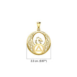 Celtic Phoenix with AA Recovery Symbol Solid Gold Pendant GPD6431