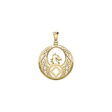 Celtic Phoenix with NA Recovery Symbol Solid Gold Pendant GPD6432