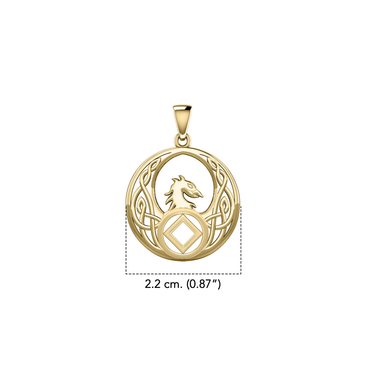 Celtic Phoenix with NA Recovery Symbol Solid Gold Pendant GPD6432