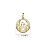 Celtic Phoenix with NA Recovery Symbol Solid Gold Pendant GPD6432