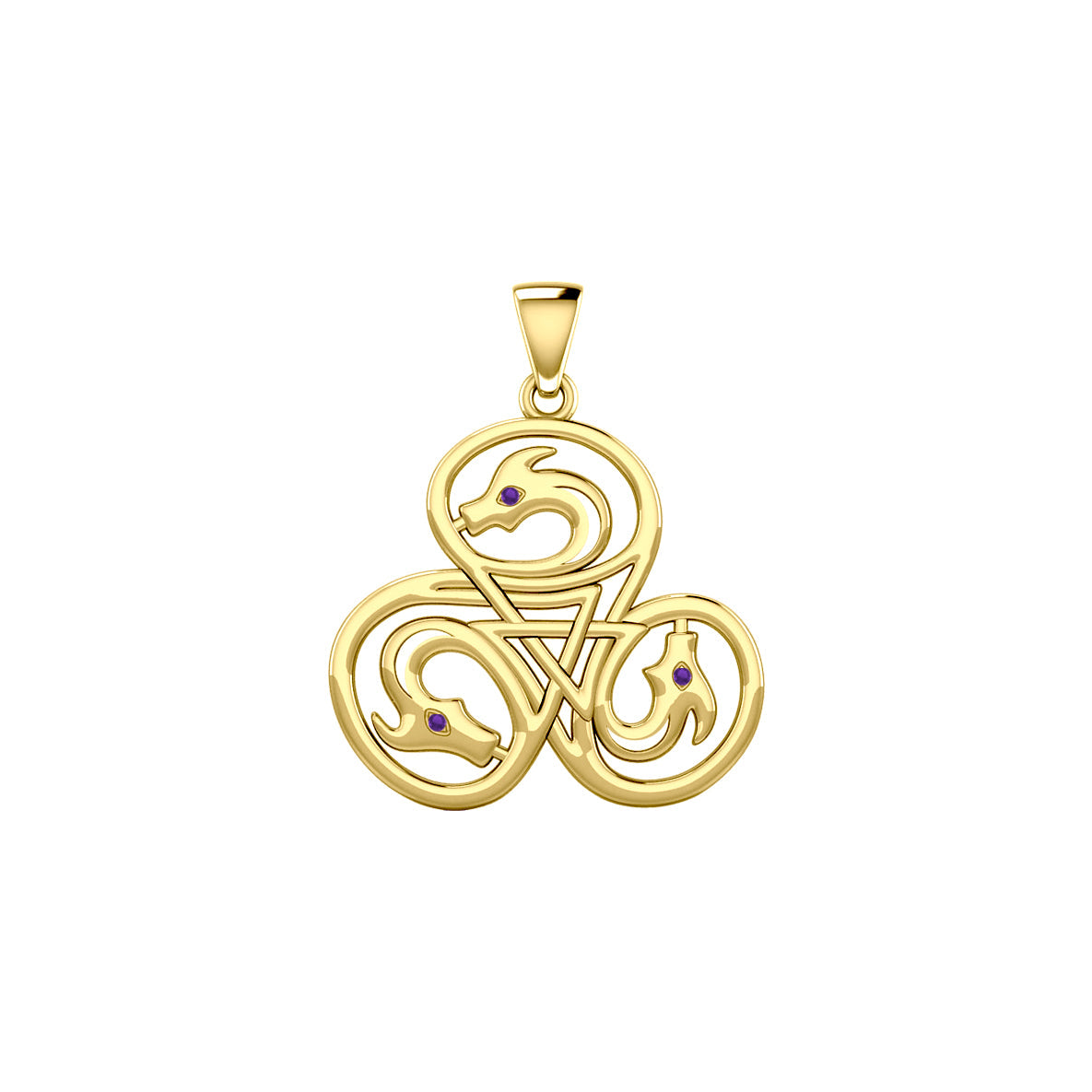 Dragon with Triskele Solid Gold Pendant with Gemstone GPD6439