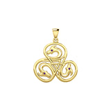 Dragon with Triskele Solid Gold Pendant with Gemstone GPD6439
