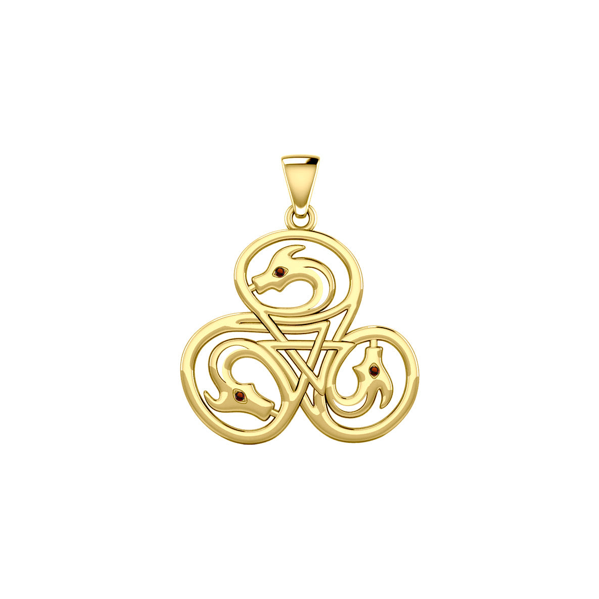 Dragon with Triskele Solid Gold Pendant with Gemstone GPD6439