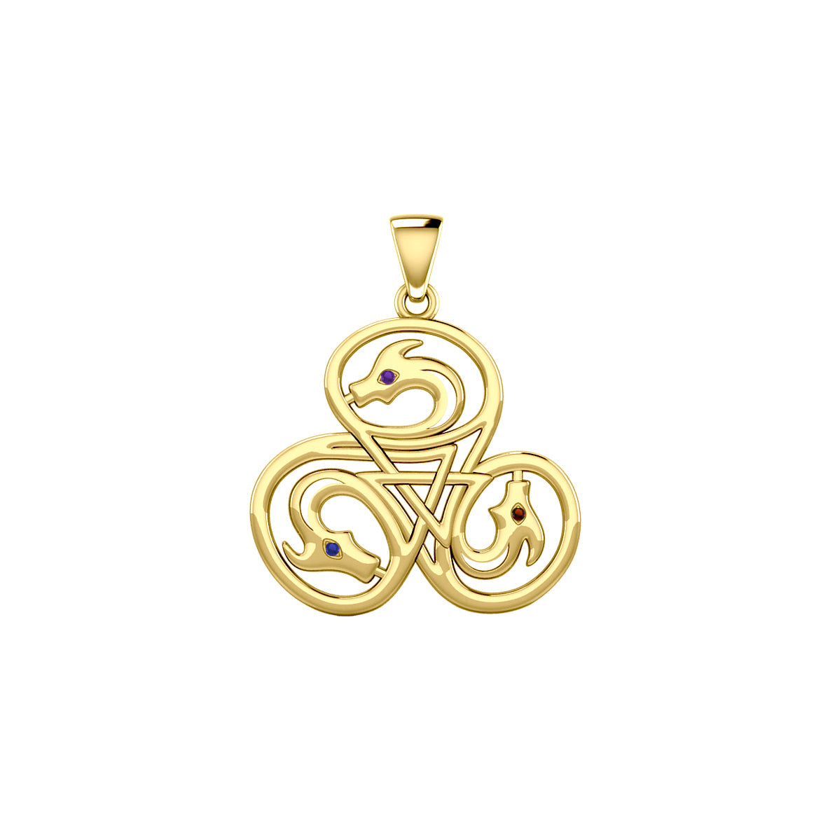 Dragon with Triskele Solid Gold Pendant with Gemstone GPD6439