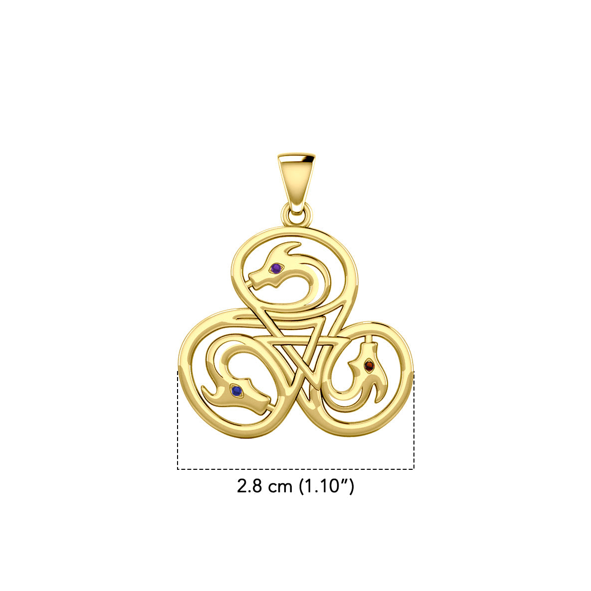 Dragon with Triskele Solid Gold Pendant with Gemstone GPD6439
