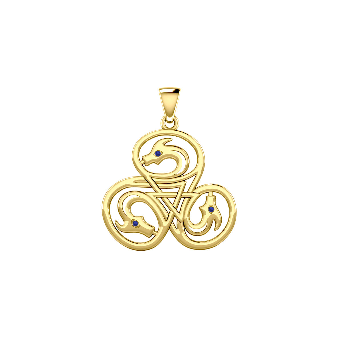 Dragon with Triskele Solid Gold Pendant with Gemstone GPD6439