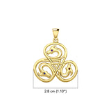 Dragon with Triskele Solid Gold Pendant with Gemstone GPD6439