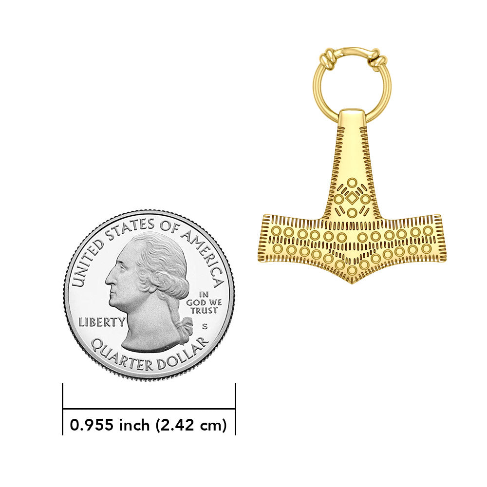 Thor’s Hammer, a powerful amulet ~ 14 K Solid Gold Pendant GPD677