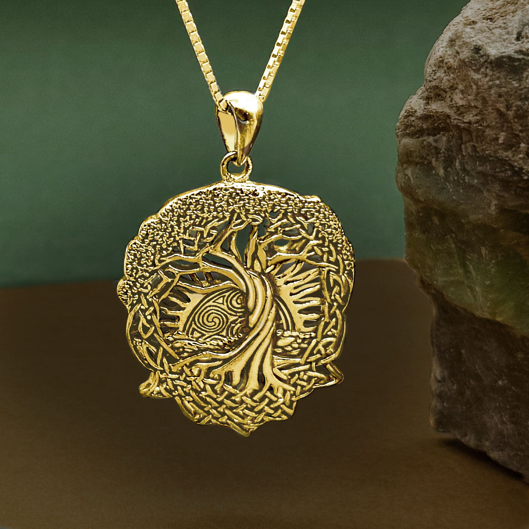 Embrace the Eternal Symbolism: Tree of Life Creation Solid Gold Jewelry Pendant - GPD974 | Connect with the Sacred Essence of Life