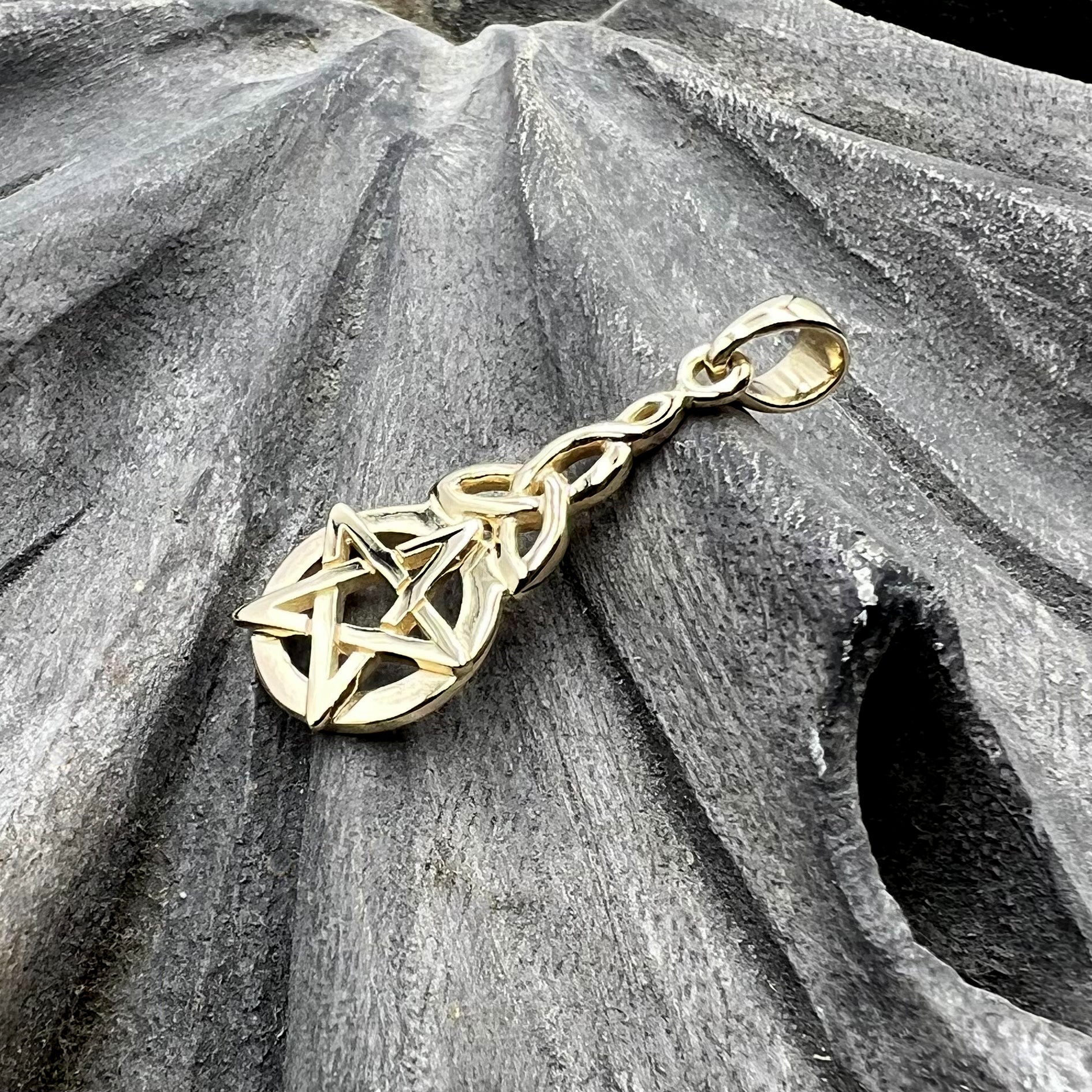 Pentagram Pentacle 14K Yellow Gold Pendant GTP1359