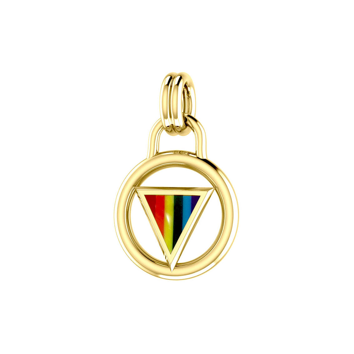 Rainbow Triangle Inlay Solid Gold Pendant GTP523