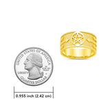 Pentacle with Arrows Solid Gold Ring GTR379