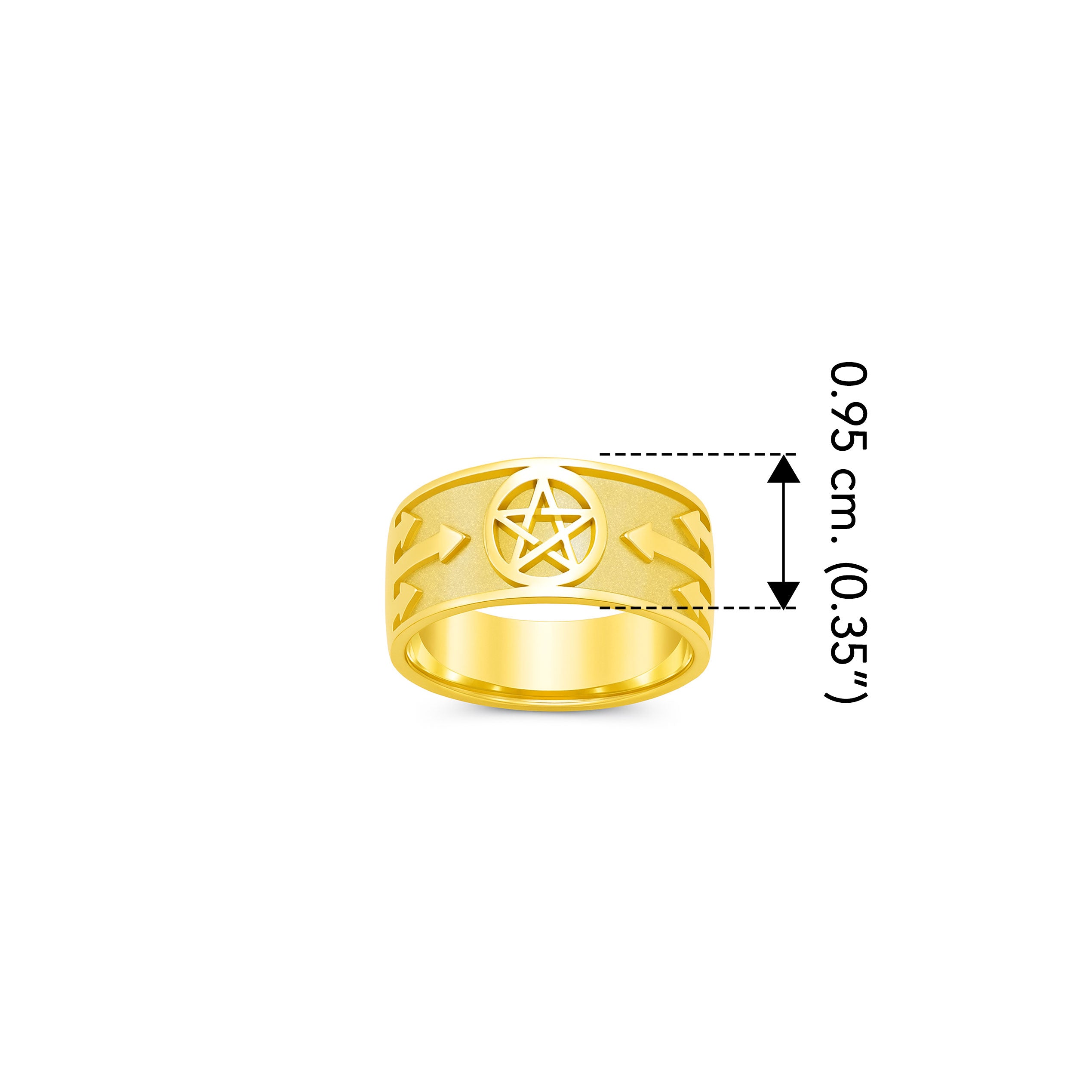 Pentacle with Arrows Solid Gold Ring GTR379