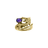 Dragon Holding Gem 14K Solid Yellow Gold Ring GTR3808