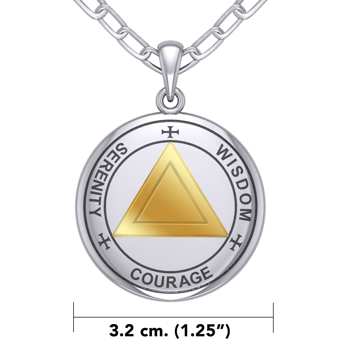 Sigil Seal of The AA Recovery Silver with 14K Gold Accent Necklace MNC558