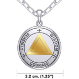 Sigil Seal of The AA Recovery Silver with 14K Gold Accent Necklace MNC558