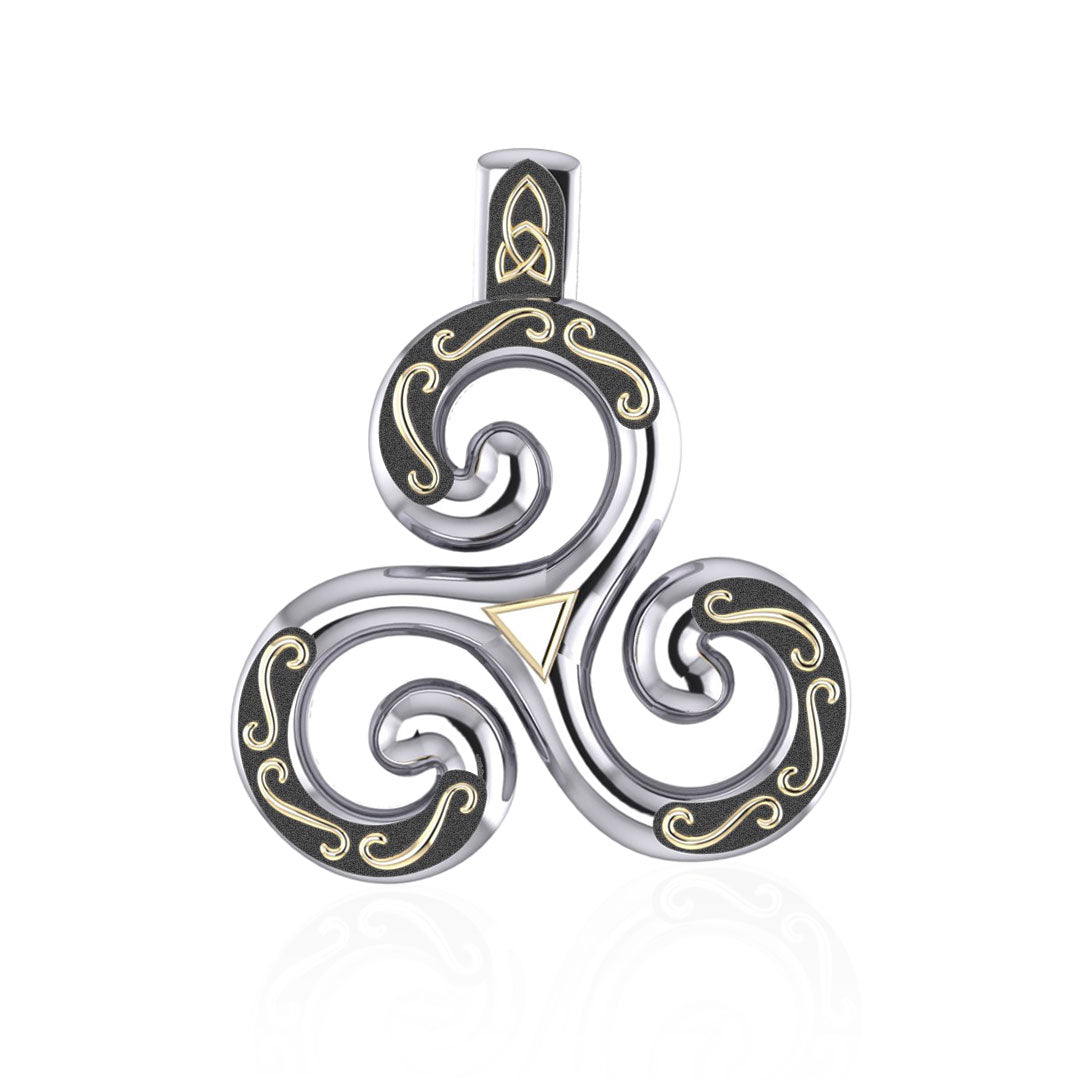 Celtic Triskele Silver and Gold Accent Pendant MPD1818