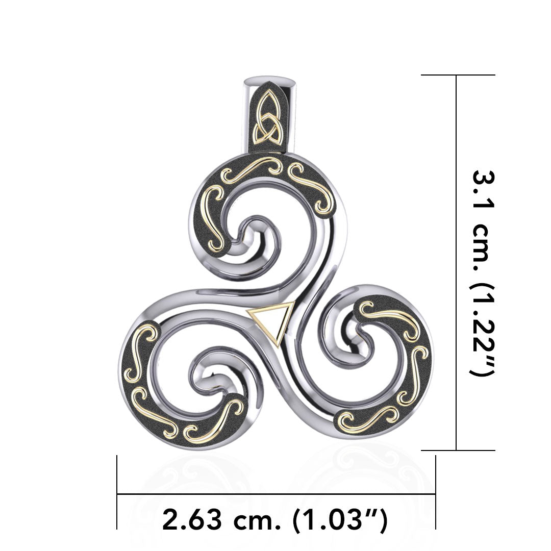 Celtic Triskele Silver and Gold Accent Pendant MPD1818