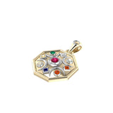 Chandra Moon Silver and Gold Accent with Gemstone Pendant MPD3845