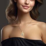 Chandra Moon Silver and Gold Accent with Gemstone Pendant MPD3845