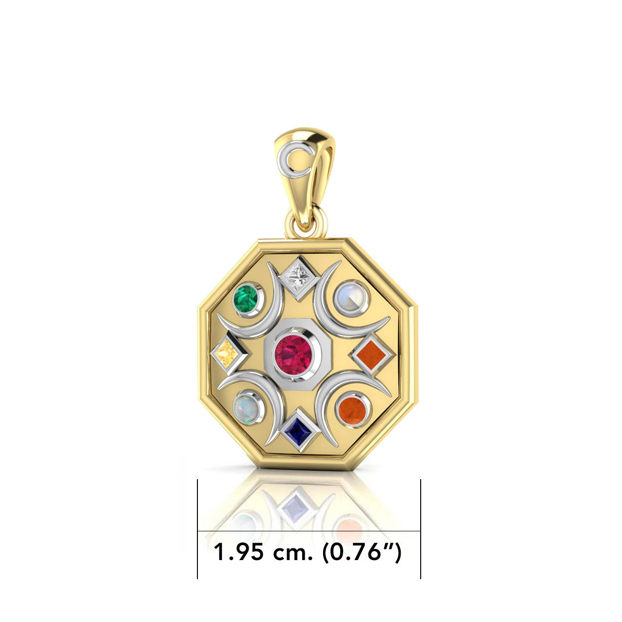 Chandra Moon Silver and Gold Accent with Gemstone Pendant MPD3845