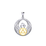 Celtic Phoenix with AA Recovery Symbol Sterling Silver with Gold Accent Pendant MPD6431