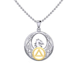 Celtic Phoenix with AA Recovery Symbol Sterling Silver with Gold Accent Pendant MPD6431