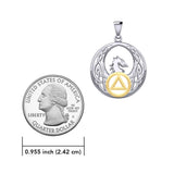 Celtic Phoenix with AA Recovery Symbol Sterling Silver with Gold Accent Pendant MPD6431