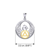 Celtic Phoenix with AA Recovery Symbol Sterling Silver with Gold Accent Pendant MPD6431