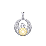 Celtic Phoenix with NA Recovery Symbol Sterling Silver with Gold Accent Pendant MPD6432