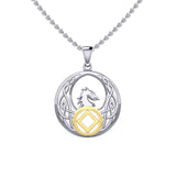 Celtic Phoenix with NA Recovery Symbol Sterling Silver with Gold Accent Pendant MPD6432
