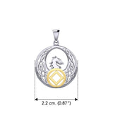 Celtic Phoenix with NA Recovery Symbol Sterling Silver with Gold Accent Pendant MPD6432