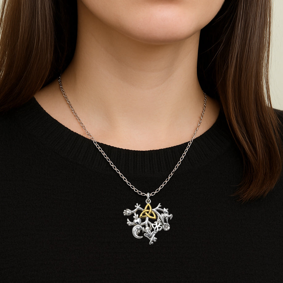 Cimaruta Sterling Silver with 14K Gold Accent Pendant MPD6448