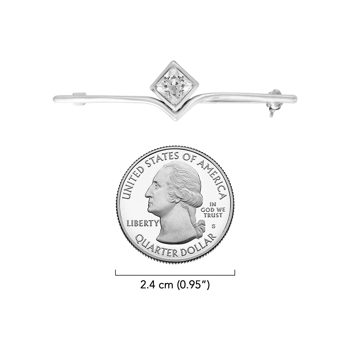 Equestrian Elegance Bar with Square Gem Sterling Silver Brooch TBC076